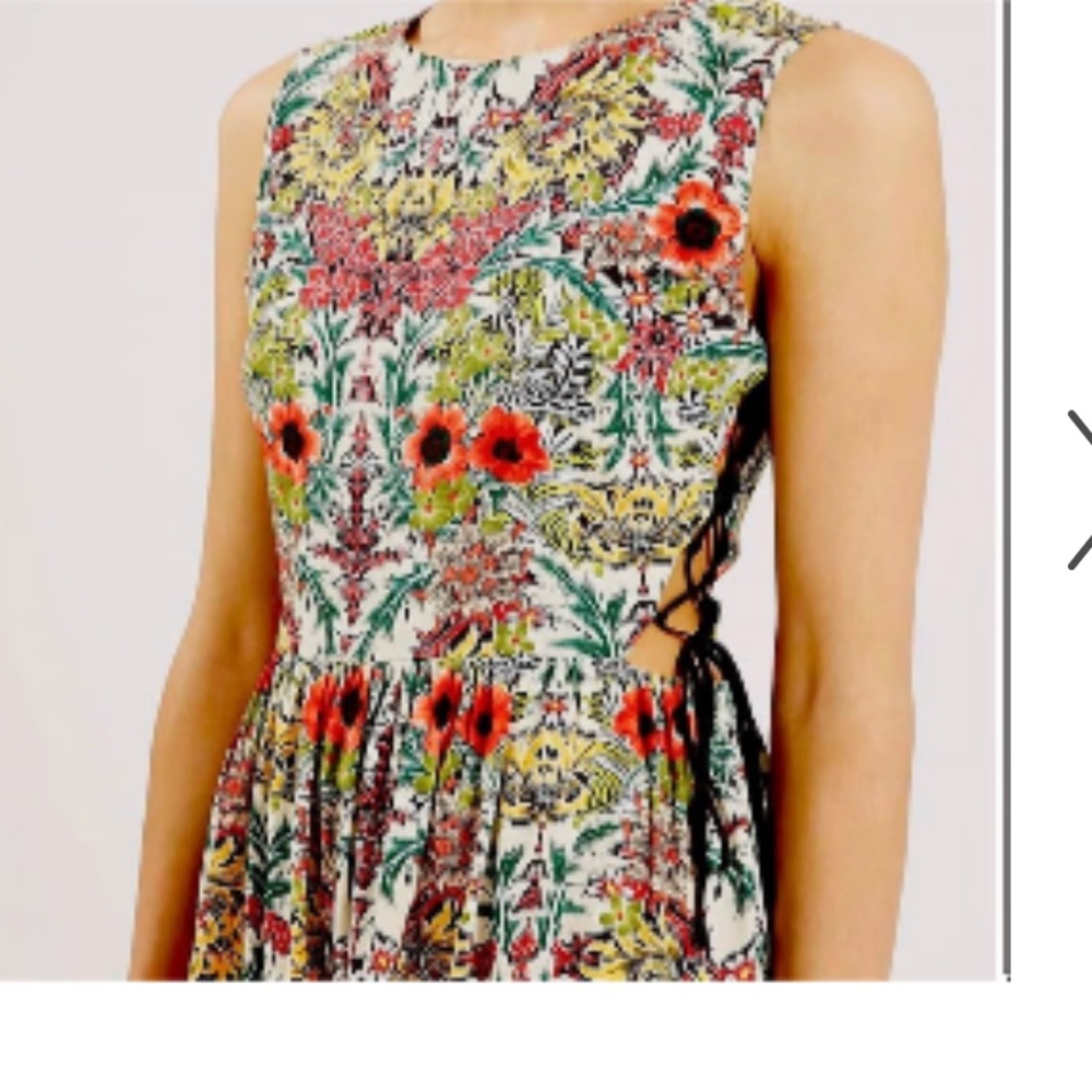 Topshop fall floral dress midi garden dress with lace up sides